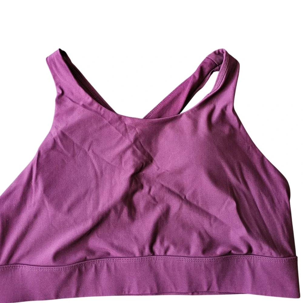 Fabletics Purple High Neck Crossback Keyhole Sports Bra Plum Size Small EUC - Picture 4 of 9